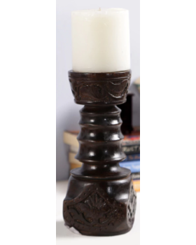 WOODEN CANDLE HOLDER (BROWN)